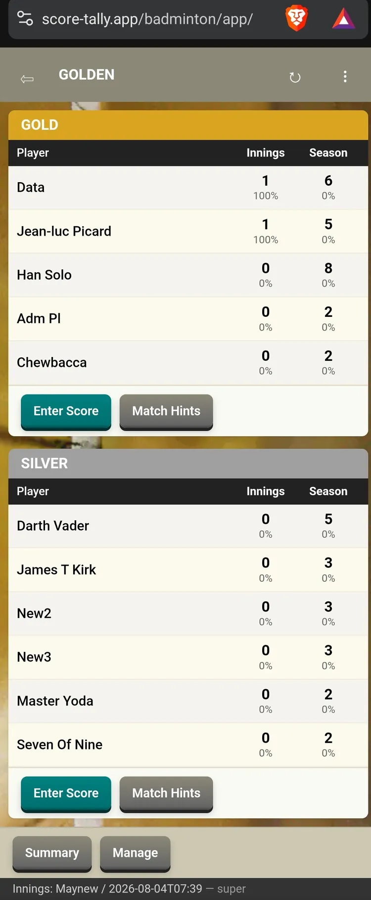 Club League on PWA web app