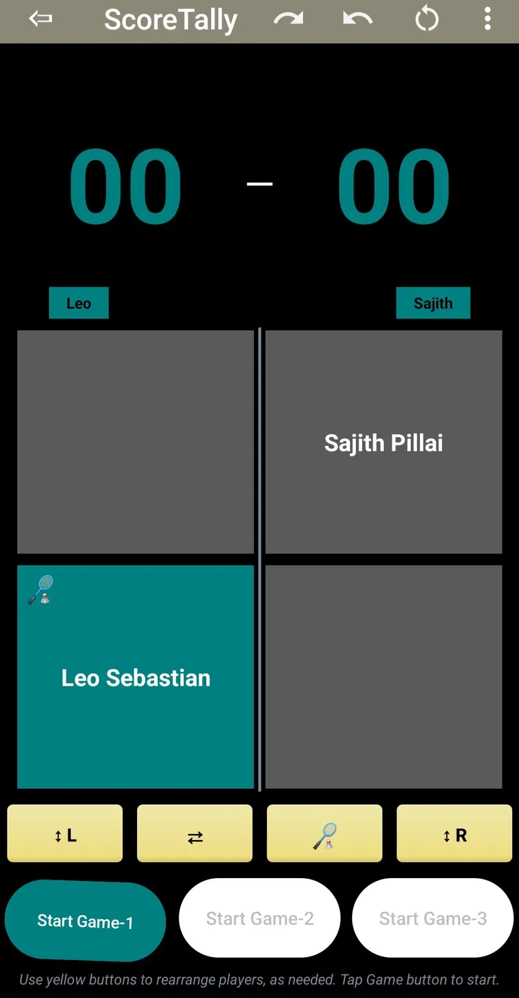 Score Tracker interface